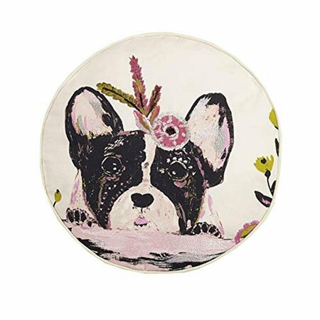 PUESTA EN ESCENA Floral Frenchie Embriodered Printed Pillow, Multi Color PU3119100